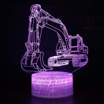 3w excavator 3d light colorful touch control light petite lampe de table cr�ative avec base de fissure, ...