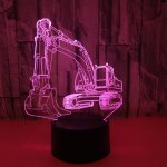 3w excavator 3d light colorful touch control light petite lampe de table crative avec base noire, style: ...