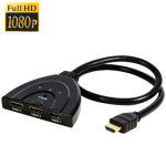 3x1 pigtail hdmi switcher jusqu � 1080p (plaqu� or) (noir)