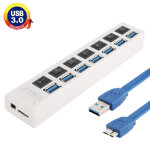 7 ports usb 3. 0 hub, super vitesse 5 gbps, plug and play, support 1 to (blanc)