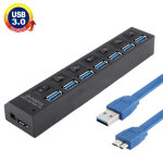 7 ports usb 3. 0 hub, super vitesse 5 gbps, plug and play, support 1 to (noir)