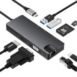 8 en 1 type - c à hdmi + vag gigabit rj45 + station d'accueil usb3. 0 (gris) 8 en 1 type - c à hdmi + vag gigabit rj45 + station d'accueil usb3. 0 (gris)