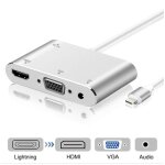 Adaptateur 3 en 1 8 broches vers hdmi / vga / audio (argent)