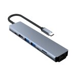 Adaptateur 7 en 1 rj45 + sd / tf + usb 3. 0 x 2 + hdmi + pd vers usb - c / type - c hub