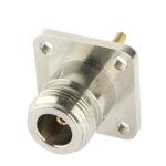 Adaptateur coaxial rf n femelle avec plaque carr�e (argent)