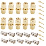 Adaptateur de connecteur rf  sertir pour broches mles plaques or rp - sma de 10 pcs