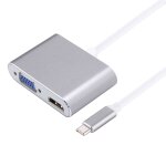 Adaptateur diviseur de concentrateur m�le 2 en 1 vga et hdmi vers usb - c / type - c (gris)