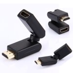 Adaptateur hdmi 19 broches m�le � femelle 360 degr�s (plaqu� or) (noir)