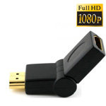 Adaptateur hdmi 19 broches m�le vers hdmi 19 broches femelle (180 degr�s) (plaqu� or) (noir)