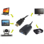 Adaptateur hdmi m�le vers vga femelle avec c�ble audio (noir)