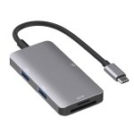 Adaptateur hub de lecture de donnes 5 en 1 avec une carte sd / tf / cf, dual usb3. 0 ports