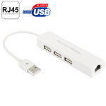 Adaptateur rseau ethernet usb 2. 0 + hub usb 3 ports (blanc)
