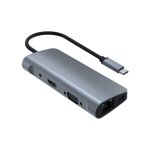 Adaptateur rj45 9 en 1 + pd + sd / tf + usb 3. 0 x 2 + hdmi + vga + audio vers usb - c / type - c hub ...