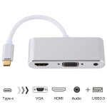 Adaptateur usb 2. 0 + port audio + vga + hdmi vers usb - c / type - c hub (argent) Adaptateur usb 2. 0 + port audio + vga + hdmi vers usb - c / type - c hub (argent)