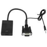 Adaptateur vga + audio vers full hd 1080p convertisseur vido hdmi pour hdtv