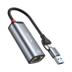 Adaptateur yesido hb26 2 en 1 usb + usb - c / type - c vers ethernet (gris)