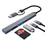 Ads - 807d 6 en 1 usb + type - c vers pd100w + usb3. 0 / 2. 0 + station d'accueil sd / tf hub (gris sidral) ...