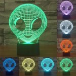 Alien style 7 couleur d�coloration creative visual st�r�o lampe 3d touch switch control led light lampe ...
