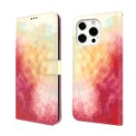 Mod�le d'aquarelle horizontal flip cuir case avec support et portefeuille pour iphone 13 pro (cerise ...