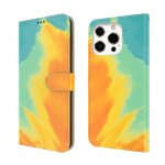 Modle d'aquarelle horizontal flip cuir housse avec support et portefeuille pour iphone 13 pro (feuille ...