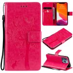 Modle d'arbre et de chat imprim imprim horizontal horizontal case en cuir pu avec support et carte ...
