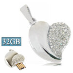 Argent disque en forme de coeur en forme de diamant disque flash usb, sp�cial pour les cadeaux de saint ...
