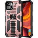 Armure antichoc tpu + �tui de protection magn�tique pc avec support pour iphone 13 pro (rose gold)