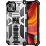 Armure antichoc tpu + pc cas de protection magn�tique avec support pour iphone 13 pro (argent)