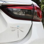 Autocollant d�coratif en forme de libellule en m�tal pour le corps d une voiture (argent)
