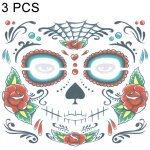 Autocollants provisoires imperm�ables de tatouage de visage de 3 pcs halloween, taille: 240 * 210mm