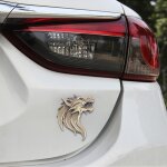 Autocollant sans voiture en forme de t�te de loup brillant en m�tal (or)