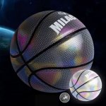 Ballon de basket - ball rflchissant holographique numro 7 milachic visible la nuit rainbow star basketball ...