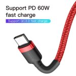 Baseus type - c cafule pd 2. 0, 60w, flash charging cable (20v 3a), 2m, red (catklf - h09)