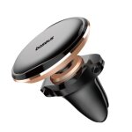 Baseus car mount magnetic car phone holder 360 degree with cable clip, black / rosegold (c40141201g13 ...