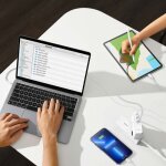 Baseus travel charger gan5 pro fast wall charger, c + c + u, 140w white eu (ccgp100202)