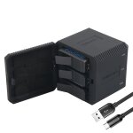 Botier chargeur usb triple batteries avec cble usb et voyant led pour gopro hero6 / 5 (noir)