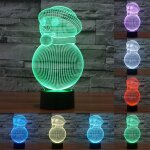 Bonhomme de neige style 7 couleur d�coloration creative visual st�r�o lampe 3d tactile commutateur led ...