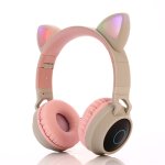 Bt028c mignon cat oreille de chat bluetooth 5. 0 casque de casque sans fil stro sur l'oreille sur l'oreille ...