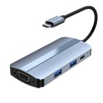Byl - 2106 adaptateur hub de station d'accueil usb - c / type - c vers usb 7 en 1 (argent)