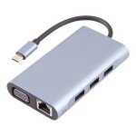 Byl - 2111 adaptateur hub de station d'accueil usb - c / type - c vers usb 7 en 1 (argent)
