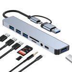Byl - 2218tu adaptateur hub de station d'accueil multifonction usb + usb - c / type - c vers usb 8 en ...