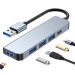 Byl - 2301u adaptateur 5 en 1 usb vers usb3. 0 + usb2. 0x3 + usb - c / type - c hub, longueur du cble ...