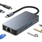 Byl - 2308 6 en 1 usb - c / type - c vers usb3. 2 + internet gigabit + adaptateur hub hdtv (gris fonc�) ...
