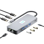 Byl - 2401 station d'accueil 8 en 1 type - c vers pd100w + usb3. 0 + hdmi + dp + rj45 hub (gris sid�ral) ...