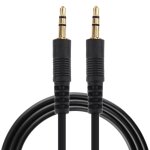 Cble auxiliaire audio stro de 1 m 3, 5 mm  fiche mle 3, 5 mm (connecteur plaqu or + noir)