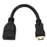 C�ble hdmi mini - m�le vers hdmi 19 broches femelle de 16 cm plaqu� or (noir)