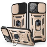 Cache de camra coulissante coque tpu + pc pc pour iphone 13 (gold)