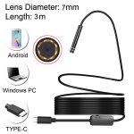 Camra d inspection  tube de serpent tanche ip67  endoscope usb - c / type - c avec 8 led et adaptateur ...