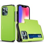 Cas protecteur d'armure antichoc avec fente de carte de diapositive pour iphone 13 mini (vert) Cas protecteur d'armure antichoc avec fente de carte de diapositive pour iphone 13 mini (vert)