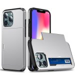 Cas protecteur d'armure antichoc avec fente de la carte à diapositives pour iphone 13 pro (argent) Cas protecteur d'armure antichoc avec fente de la carte à diapositives pour iphone 13 pro (argent)